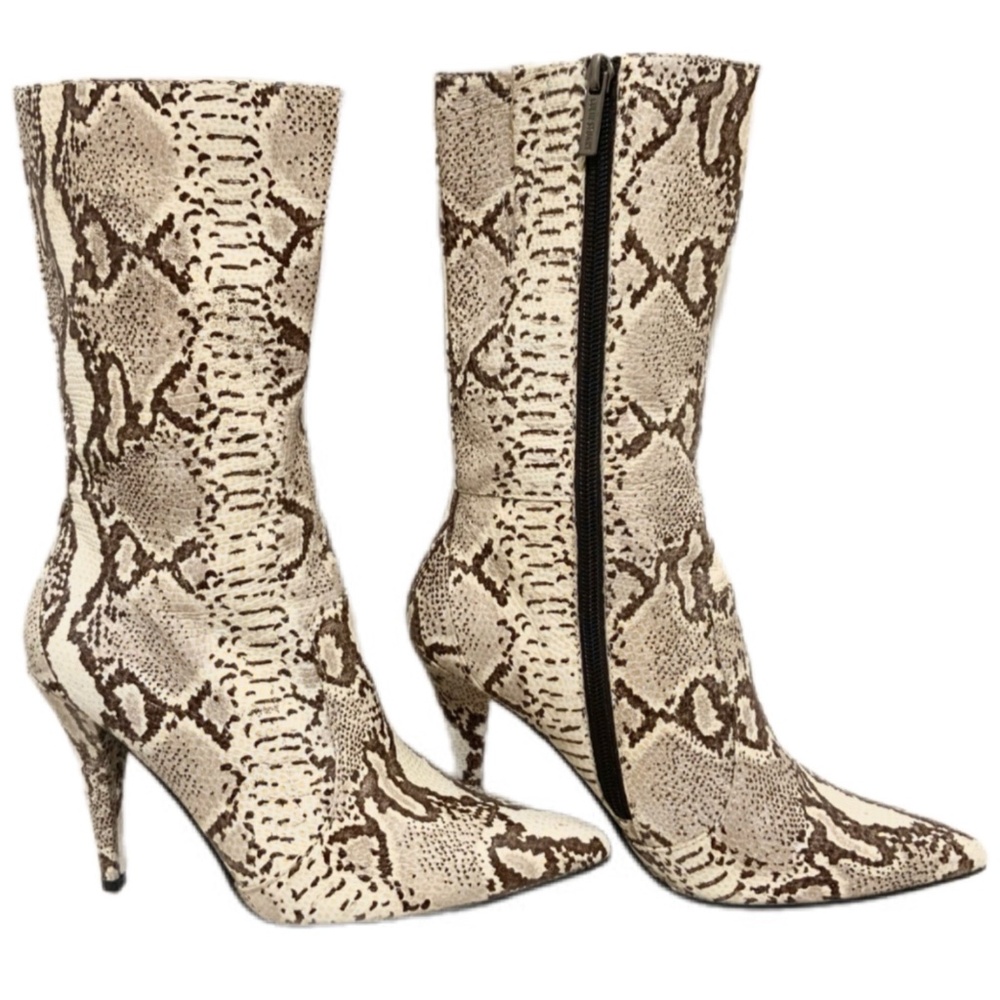 Colin Stuart Snake Print Stiletto Heel Bootie Lea… - image 3